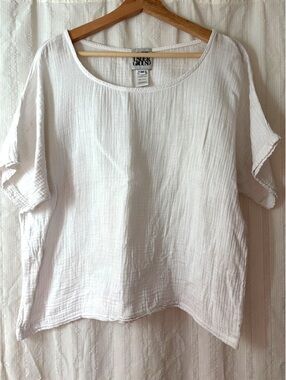 Prairie Underground White Cotton Loose Fit Blouse Top Medium #boho #minimalist